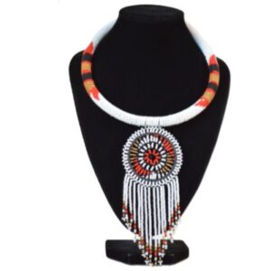 Beaded Maasai Necklace with a Circular Medallion