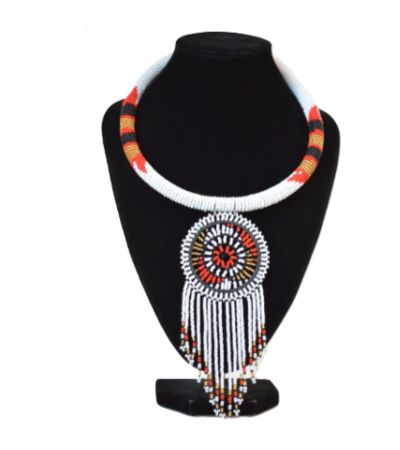 Beaded Maasai Necklace with a Circular Medallion